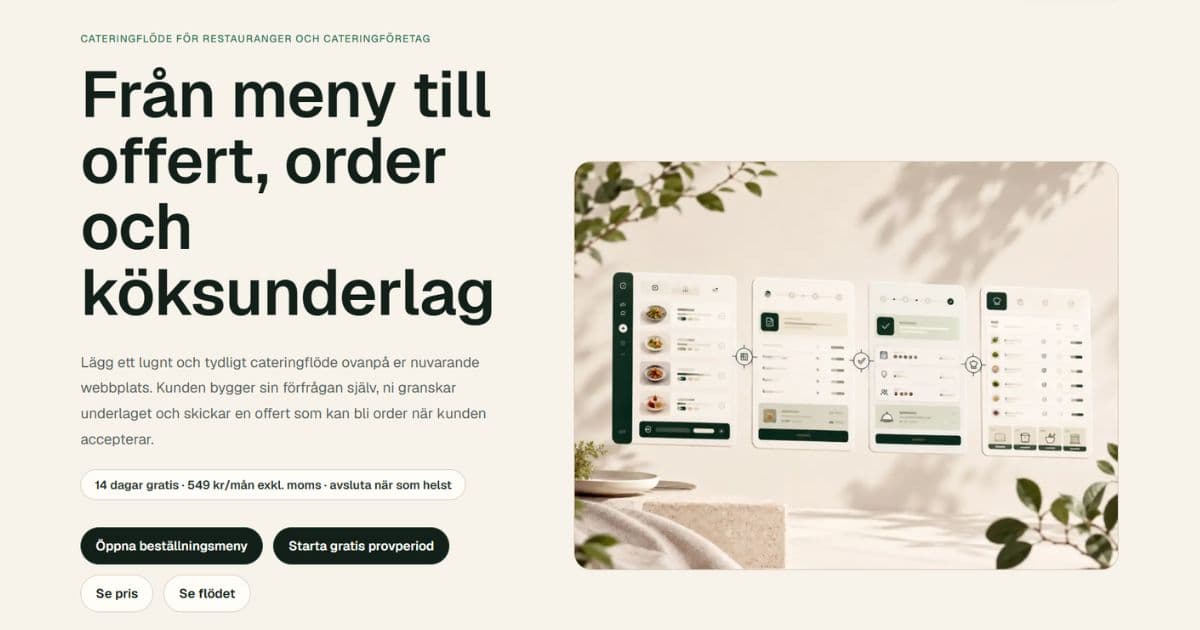Smooth Catering samlar cateringmeny, offertförfrågan, kundaccept och produktionsunderlag i ett operativt flöde
